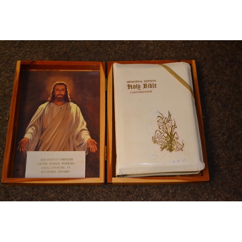 252 - Pine boxed 1976 Memorial Edition Holy Bible