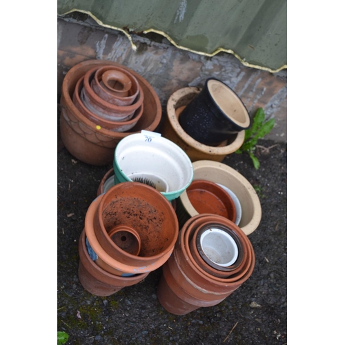 70 - Various plant pots inc. glazed