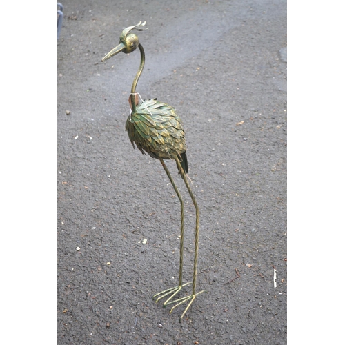 78 - Decorative metal Heron garden ornament. H91cm.