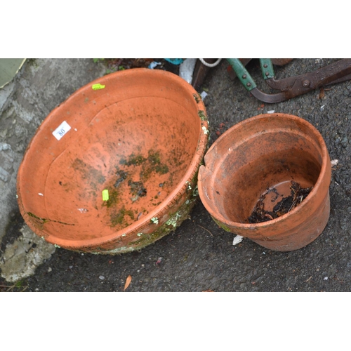 80 - Large circular terracotta planter (D41cm H18cm) & 1 other