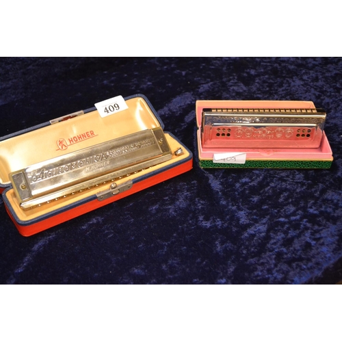 409 - Two Hohner harmonicas in original boxes, including The 64 Chromonica & The Echo Harp 