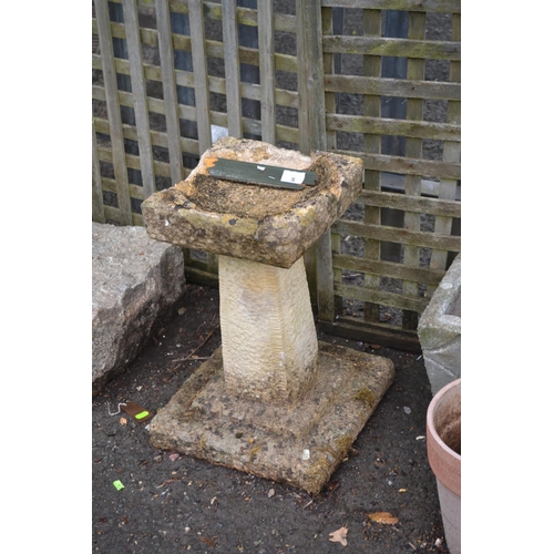 8 - Small bird bath with repair to top. H50cm