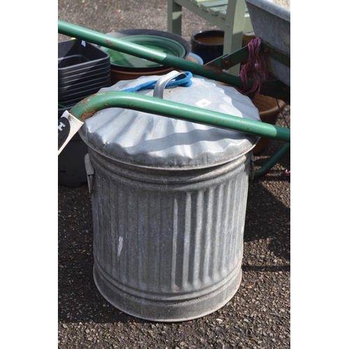 88 - Galvanised bin with lid. H60cm D44cm