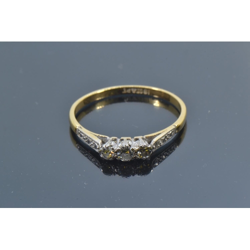 25 - 18ct gold, platinum & diamond trilogy ring, size Q1/2, 2.03 grams