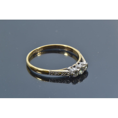 25 - 18ct gold, platinum & diamond trilogy ring, size Q1/2, 2.03 grams