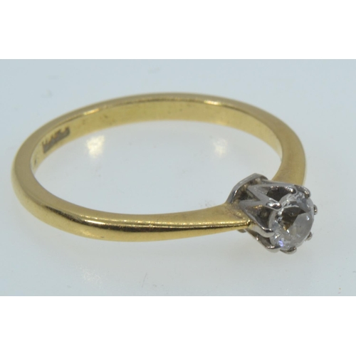 26 - 18ct gold & solitaire diamond ring, size O, 2.74 grams