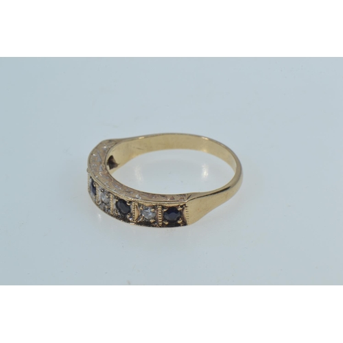 29 - 9ct gold, diamond & sapphire ring, size P1/2, 3.45 grams