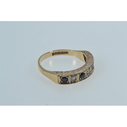 29 - 9ct gold, diamond & sapphire ring, size P1/2, 3.45 grams