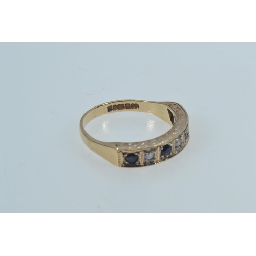 29 - 9ct gold, diamond & sapphire ring, size P1/2, 3.45 grams