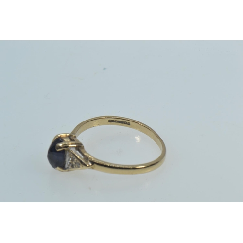 34 - 9ct gold, sapphire & diamond ring, size P, 2.06 grams