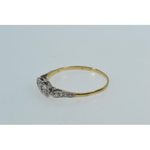 35 - Gold & diamond ring, marks rubbed but tests positive for 18ct gold, size Q1/2, 1.59 grams