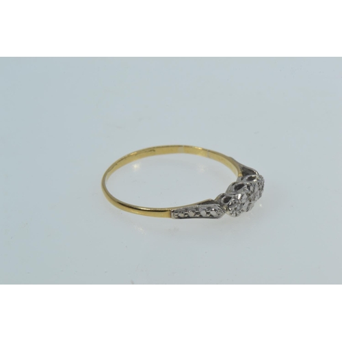 35 - Gold & diamond ring, marks rubbed but tests positive for 18ct gold, size Q1/2, 1.59 grams