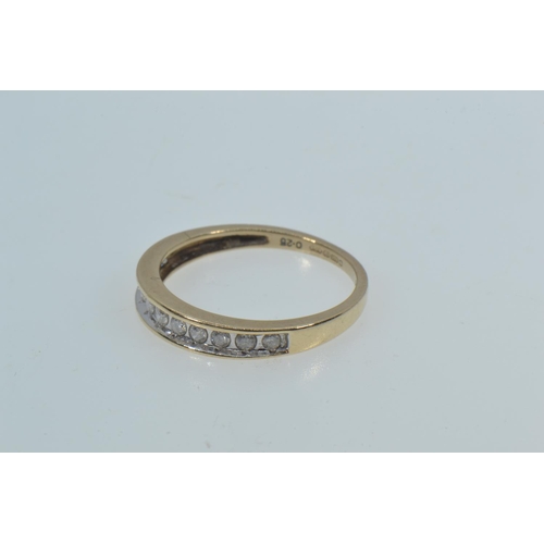 36 - 9ct gold & diamond half hoop ring, size O1/2, 1.88 grams