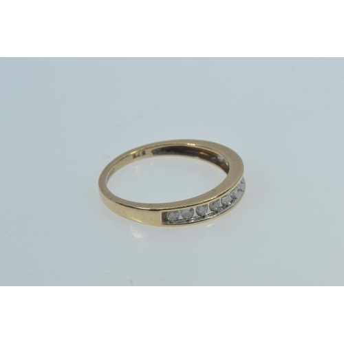 36 - 9ct gold & diamond half hoop ring, size O1/2, 1.88 grams