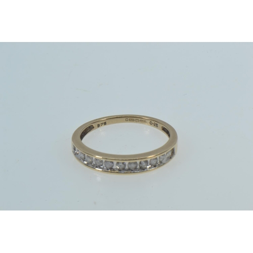 36 - 9ct gold & diamond half hoop ring, size O1/2, 1.88 grams