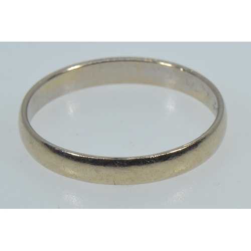 37 - 18ct white gold band, French hallmarks, size R, 2.15 grams