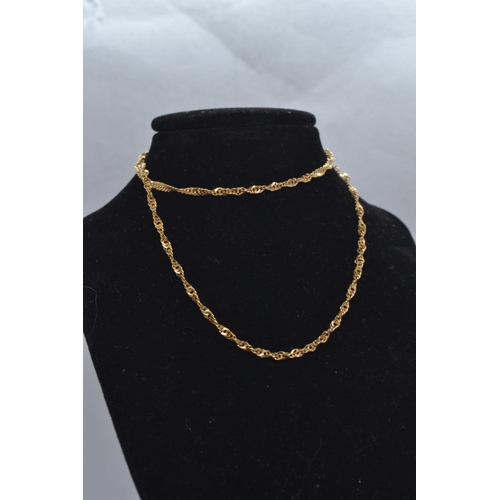 43 - Two 9ct gold neck chains, circumferences 400mm & 460mm respectively, gross weight 4.28 grams