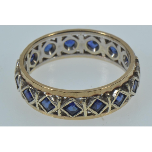 52 - 9ct gold & sapphire eternity ring, size N, 3.2 grams