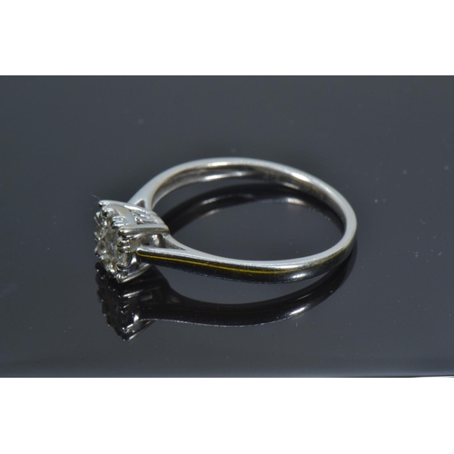 54 - 9ct white gold & diamond cluster ring, stated to weight 0.25 carat, size M1/2, 1.72 grams