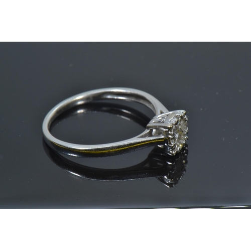 54 - 9ct white gold & diamond cluster ring, stated to weight 0.25 carat, size M1/2, 1.72 grams