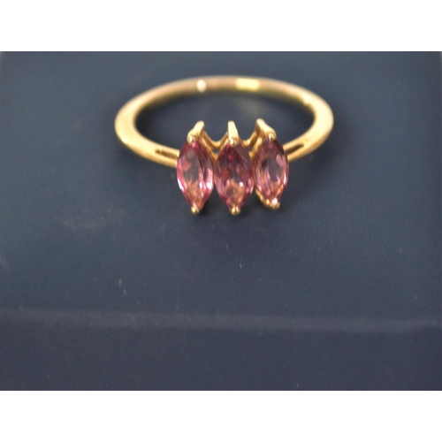 64 - 10ct gold & pink topaz ring, size O, 1.66 grams