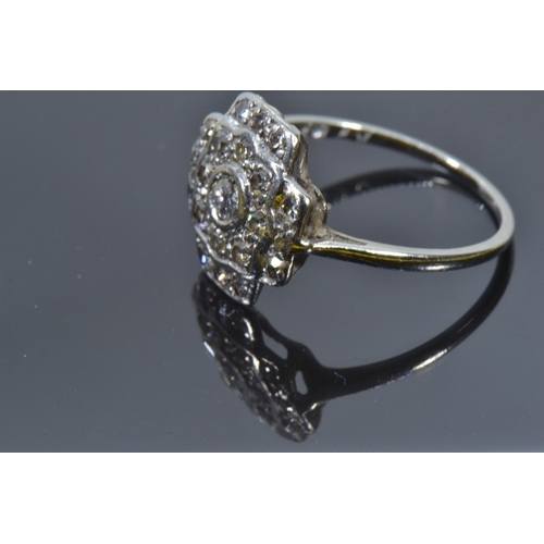 74 - Art Deco style 18ct gold, platinum & diamond ring, size O1/2, 2.73 grams