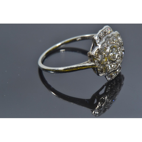 74 - Art Deco style 18ct gold, platinum & diamond ring, size O1/2, 2.73 grams