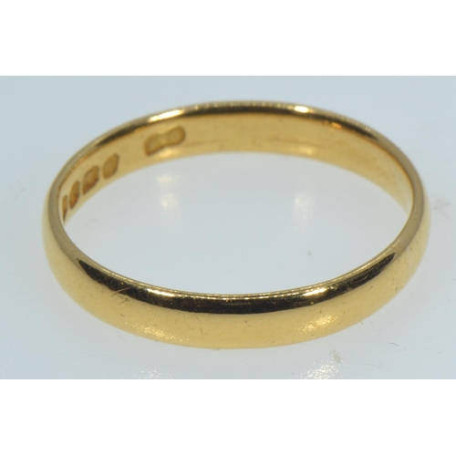 79 - 22ct gold band ring, size N1/2, 2.75 grams