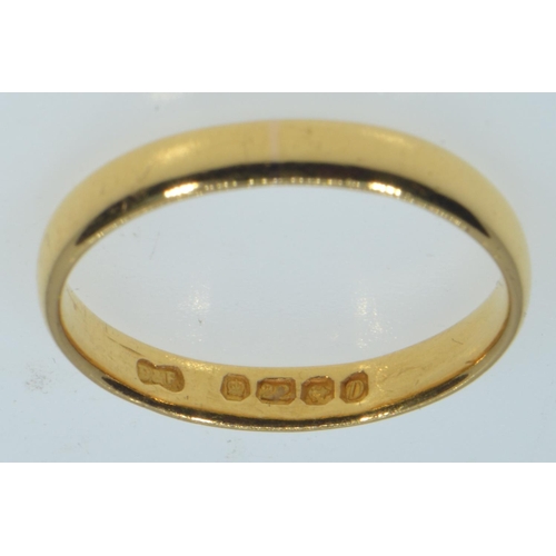 79 - 22ct gold band ring, size N1/2, 2.75 grams