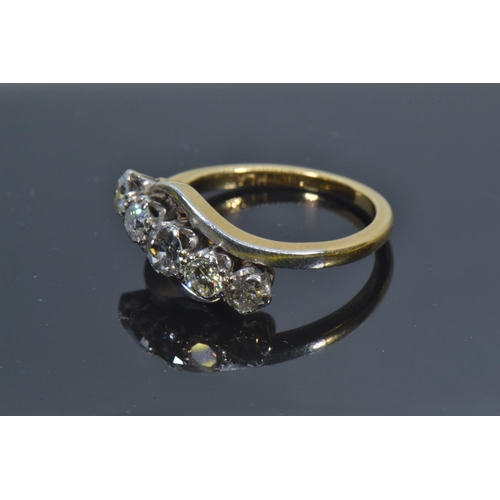 81 - 18ct gold, platinum & five stone diamond ring, size N1/2, 4.6 grams