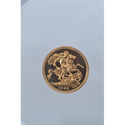 102 - Royal Mint 1998 gold proof full sovereign, with certificate & fitted case