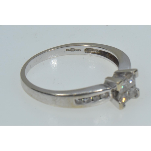 122 - 18ct white gold & diamond square cluster ring, tdw. 0.33 carat, size L1/2, 2.61 grams