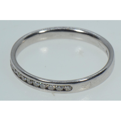 123 - 9ct white gold & diamond half hoop ring, size M, 1.66 grams