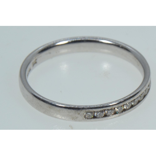 123 - 9ct white gold & diamond half hoop ring, size M, 1.66 grams