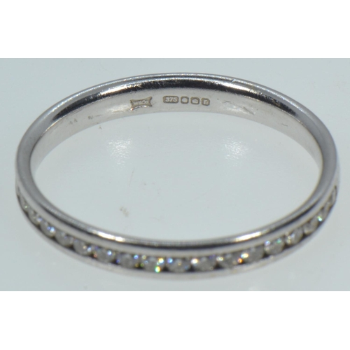 123 - 9ct white gold & diamond half hoop ring, size M, 1.66 grams