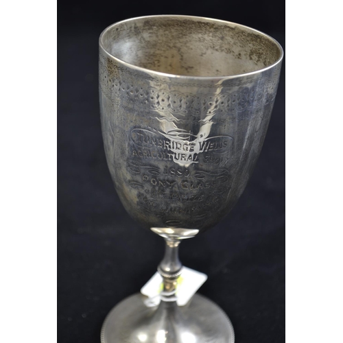 185 - Victorian silver presentation goblet, maker TS, London 1870, with inscription 'Tunbridge Wells Agric... 