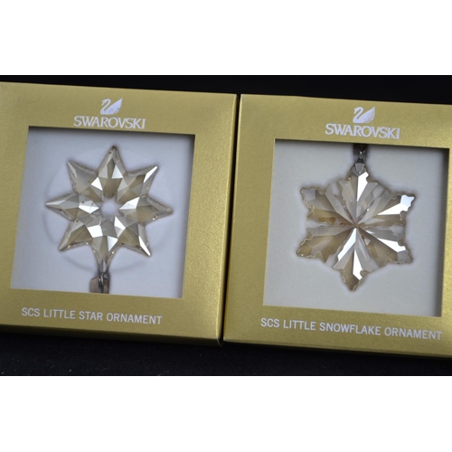 257 - Two Swarovski SCS Little Star Ornaments 2013 & a SCS Little Snowflake Ornament 2014, 9400000427 ... 