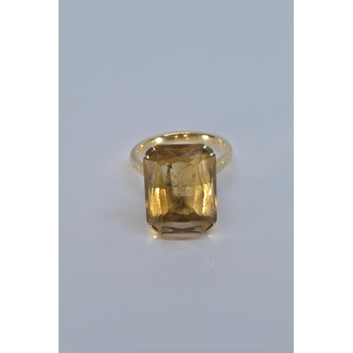 84 - 9ct gold ring set with citrine coloured stone, size N, gross weight 6.2 grams