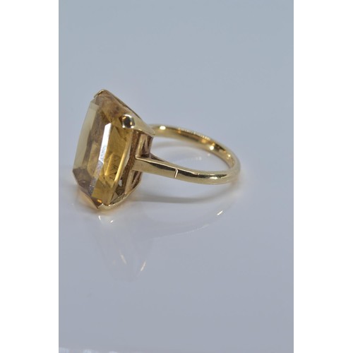 84 - 9ct gold ring set with citrine coloured stone, size N, gross weight 6.2 grams