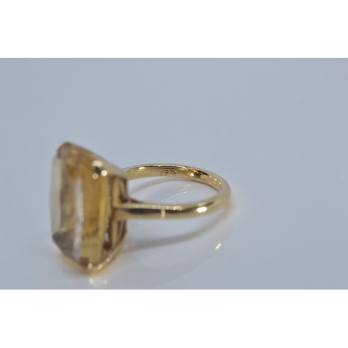 84 - 9ct gold ring set with citrine coloured stone, size N, gross weight 6.2 grams