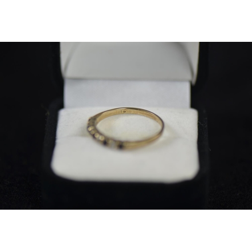 119 - 9ct gold, white stone & sapphire half hoop ring, size P1/2, 1.66 grams