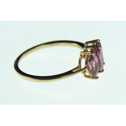 64 - 10ct gold & pink topaz ring, size O, 1.66 grams