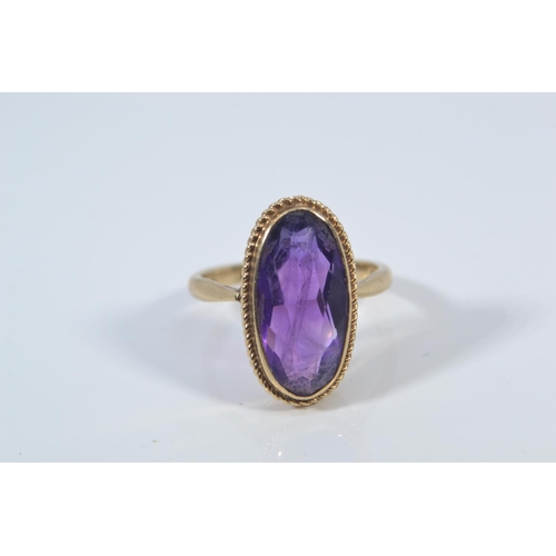 77 - 9ct gold & amethyst ring, size M, 3.23 grams