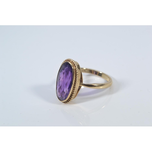 77 - 9ct gold & amethyst ring, size M, 3.23 grams