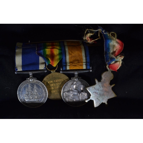 422 - WWI group of four medals awarded to 'M. 4715, F.J. Maddick, PTR.2., R.N.,' including 1914-15 Star, B... 