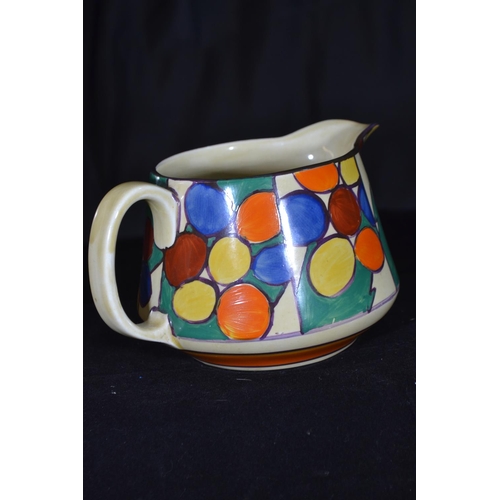 434 - Clarice Cliff Fantasque 'Pebbles' pattern jug, hand painted with repeat panels of multicoloured disc... 