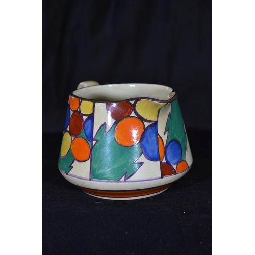 434 - Clarice Cliff Fantasque 'Pebbles' pattern jug, hand painted with repeat panels of multicoloured disc... 