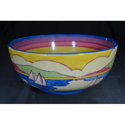 438 - Clarice Cliff bowl in the Gibraltar pattern, with printed Bizarre Fantasque mark to base, 20cm diame... 