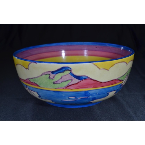 438 - Clarice Cliff bowl in the Gibraltar pattern, with printed Bizarre Fantasque mark to base, 20cm diame... 