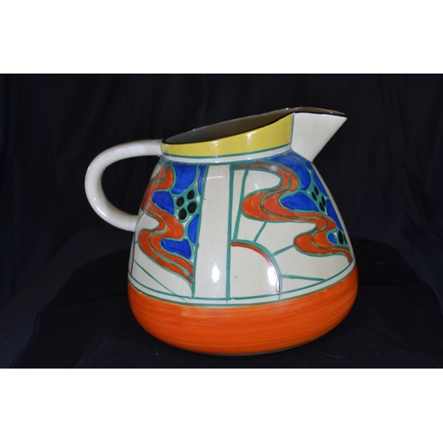 439 - Clarice Cliff Sunrise pattern jug and wash bowl set circa 1929, hand-painted, Fantasque mark. Jug 18... 